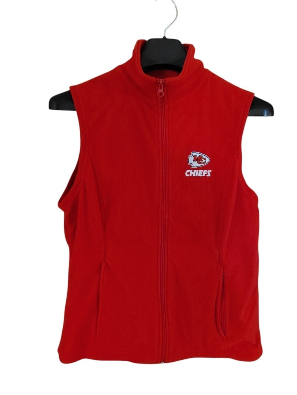 Dunbrooke Red Sleeveless Fleece Vest with Chiefs Logo